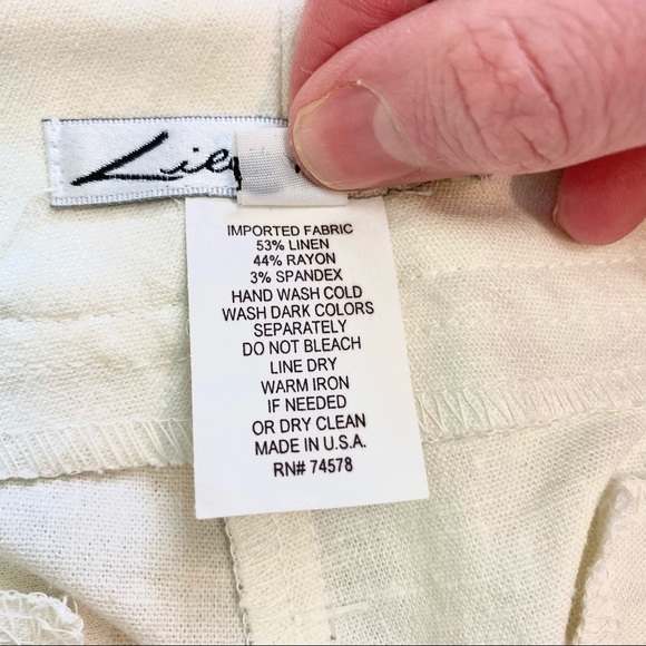 Lillie Rubin Pants White Embroidered Linen Ankle - Picture 6 of 8